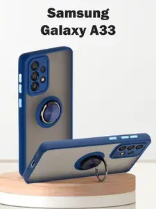 Чехол для Samsung Galaxy A33 (галакси а33), с кольцом, защита камеры, синий