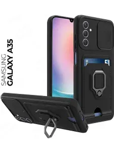 Противоударный чехол на Samsung Galaxy A35 с защитой камеры и карманом черный