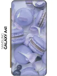 Чехол-книжка Лавандовые макаруны на Samsung Galaxy A41 / Самсунг А41 золотой