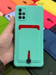 Чехол на Samsung Galaxy A51 бирюзовый с карманом