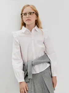 Блузка Acoola школьная рубашка с рюшами в розовую полоску