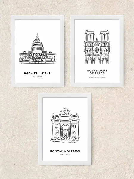 Aesthetics Poster Набор интерьерных постеров Лайн Арт, А3 (фотопанно, плакат)