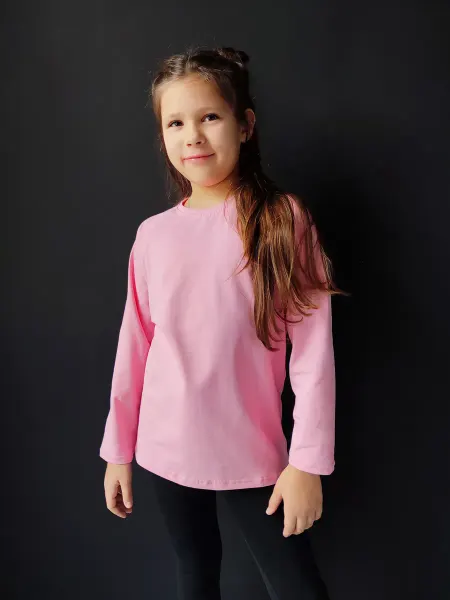 Amelina Kids Лонгслив однотонный розовый для девочки
