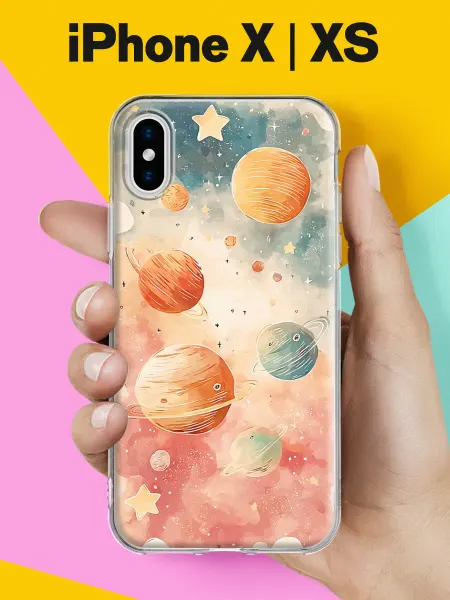 Andy&Paul Чехол на iPhone X iPhone XS с принтом Акварельный космос