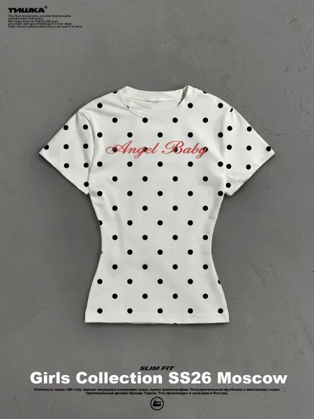 Tishka Обтягивающая футболка скимс polka dot с принтом angel