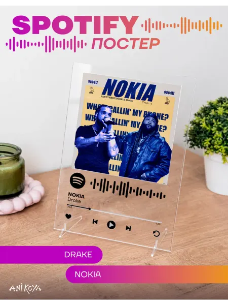 AniKoya Spotify постер акриловый Дрейк - nokia