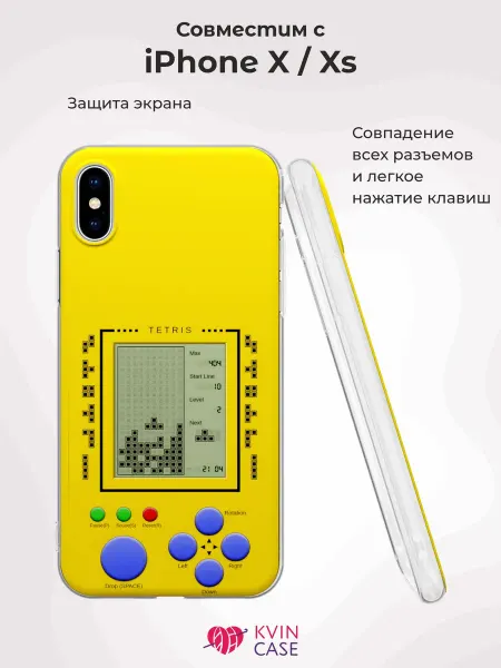 KVIN CASE Чехол на Apple iPhone X и XS с принтом Тетрис