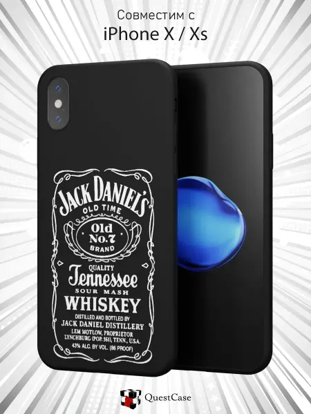QuestCase Чехол на Apple iPhone X и XS с принтом Jack Daniels