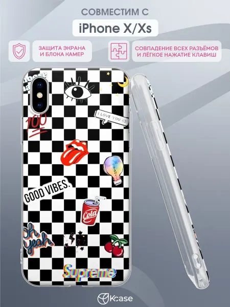 Kcase Чехол на Apple iPhone X и XS с принтом Коллаж