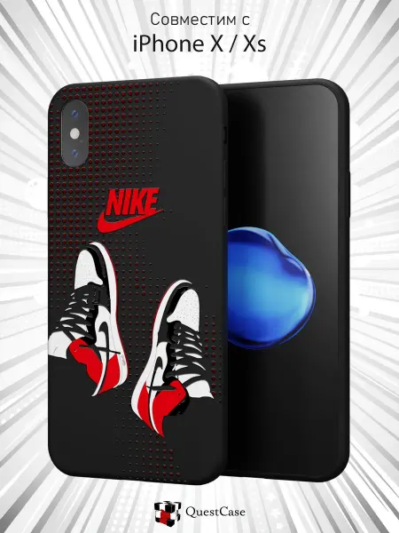 QuestCase Чехол на Apple iPhone X и XS с принтом Nike
