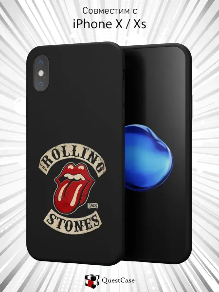 QuestCase Чехол на Apple iPhone X и XS с принтом Rolling Stones