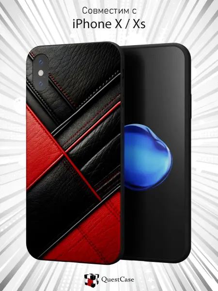 QuestCase Чехол на Apple iPhone X и XS с Кожаным принтом