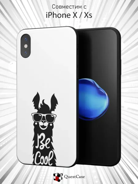 QuestCase Чехол на Apple iPhone X и XS с принтом Лама