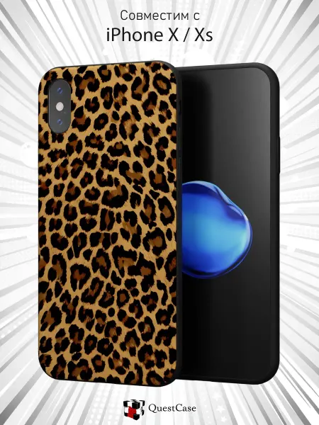 QuestCase Чехол на Apple iPhone X и XS с Леопардовым принтом