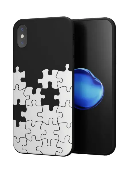 QuestCase Чехол на Apple iPhone X и XS с принтом Пазлы