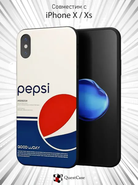 QuestCase Чехол на Apple iPhone X и XS с принтом Пепси