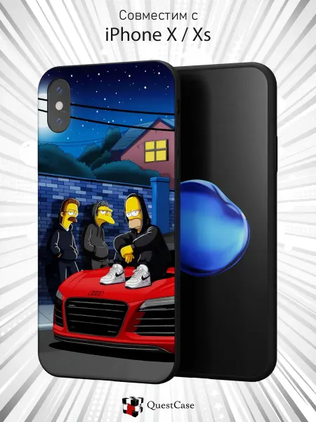 QuestCase Чехол на Apple iPhone X и XS с принтом Симпсоны