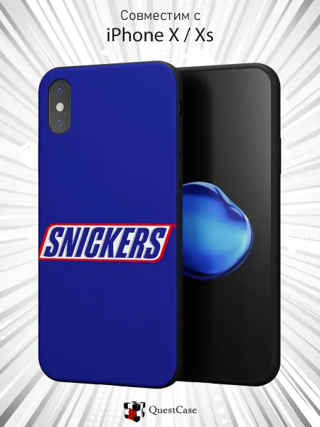 QuestCase Чехол на Apple iPhone X и XS с принтом Сникерс