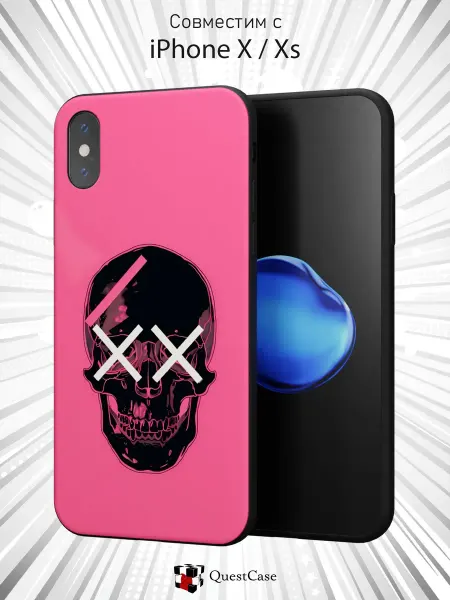 QuestCase Чехол на Apple iPhone X и XS с принтом Череп