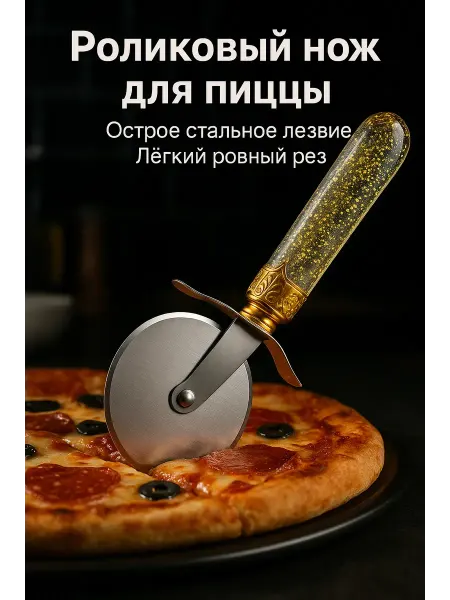 Apu2 Роликовый нож для пиццы с блестящей ручкой, резак стальной