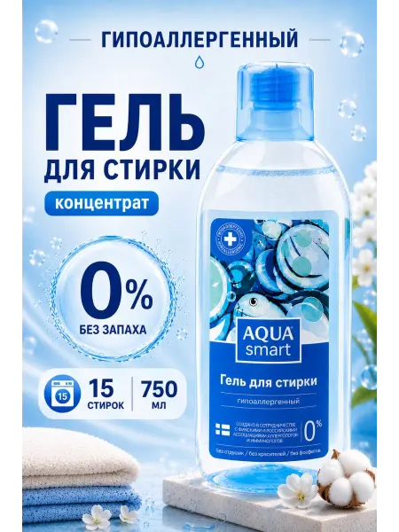 AquAsmart Гель для стирки без запаха гипоаллергенный
