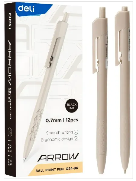 DELI Ручка шариковая Arrow EQ24 черный (уп. 12шт)