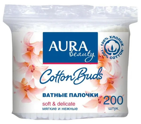 Aura Ватные палочки 200шт. (п э пакет)
