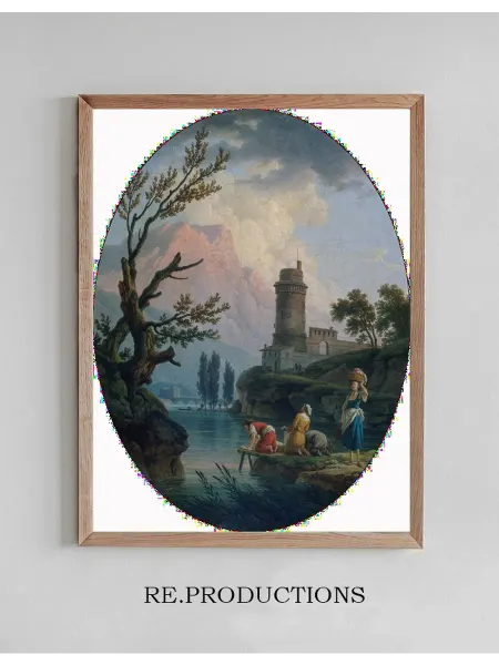 Re.productions Постер Paysage avec lavandières - Claude-Joseph Vernet