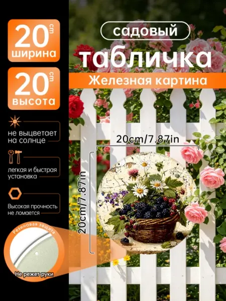 Садовый декор Железная картина Корзина ягоды подарок