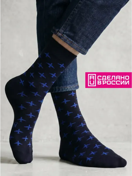 Babushka Черные носки с принтом самолет