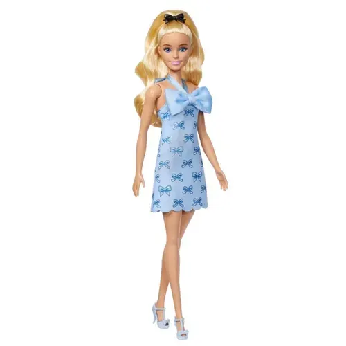 Кукла Mattel Barbie Fashionistas - Кукла №237 блондинка в синем платье с бантами - Барби HYT93
