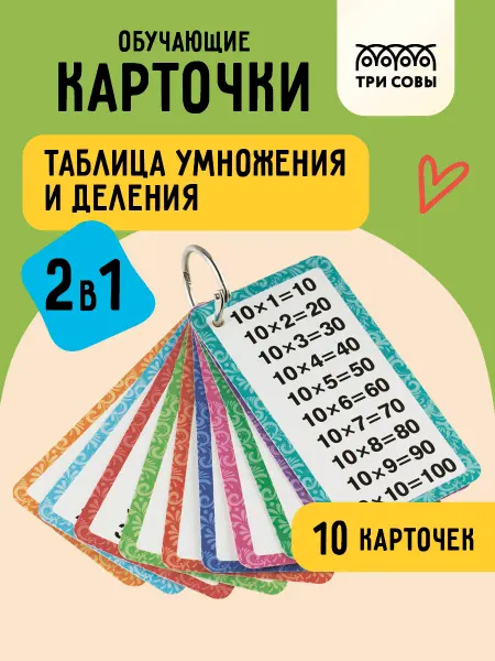 ТРИ СОВЫ Таблица умножения и деления карточки Шпаргалка для школы