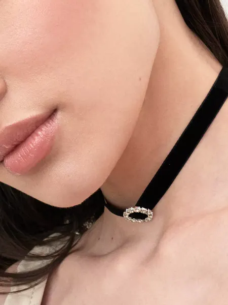 Smokey Eyes Beauty Чокер черный бархатный кольцо