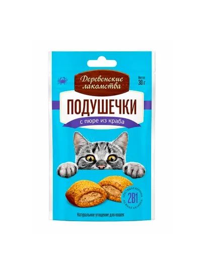 Деревенские лакомства для кошек подушечки пюре из краба