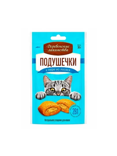 Деревенские лакомства для кошек подушечки пюре из лосося