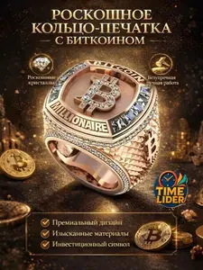 Роскошное кольцо-печатка "Bitcoin Millionaire"