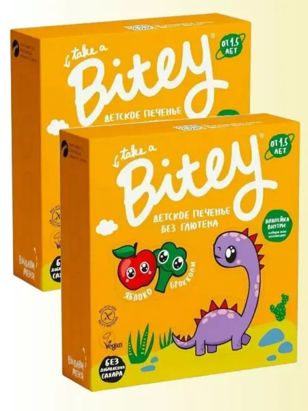 Bitey Печенье детское без сахара, яблоко-брокколи