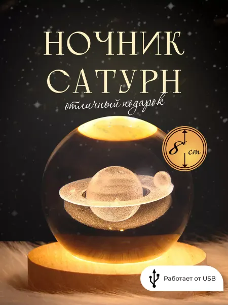 Bitokshop Ночник детский Сатурн шар