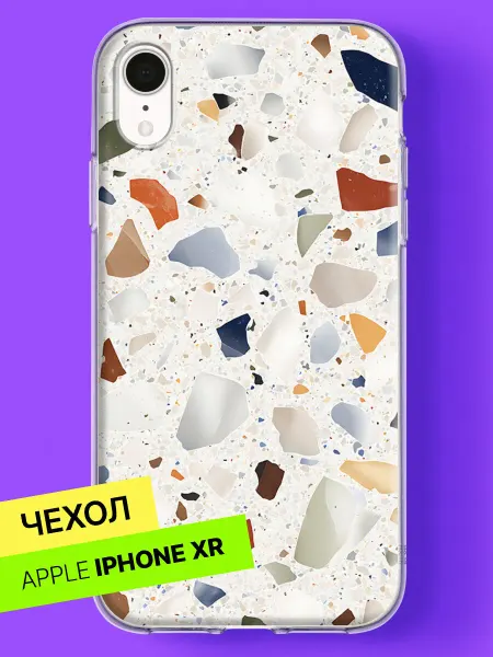 Bloopskin Чехол на iPhone XR с принтом Терраццо мозаика цветные камни