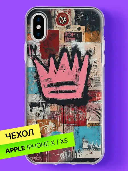 Bloopskin Чехол на iPhone X iPhone XS Розовая корона в стрит-арте