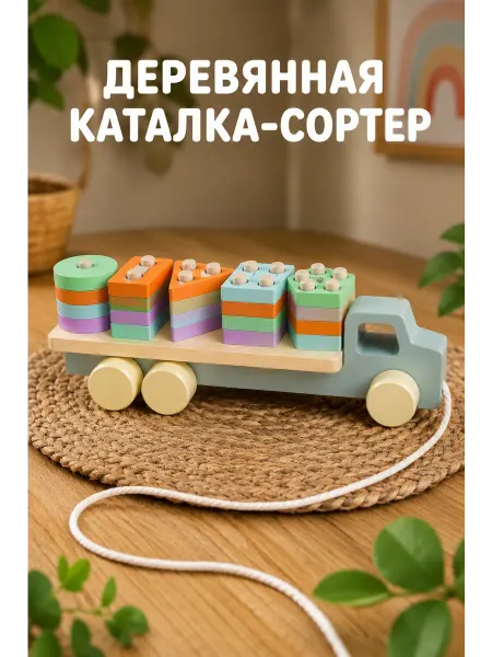 Деревянная развивающая игрушка машинка сортер для малышей