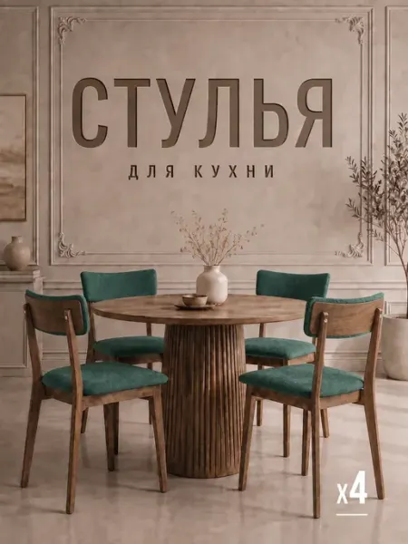 Столотто стулья для кухни 4 шт со спинкой мягкие деревянные