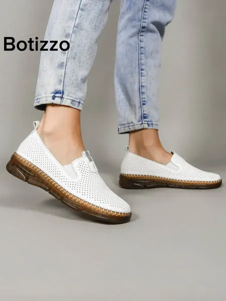 Botizzo Летние лоферы белые перфорированные