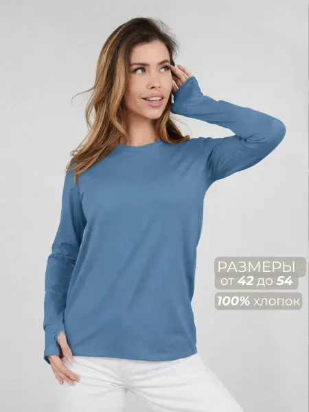 KVATI BRAND Лонгслив спортивный хлопок с отверстием для пальца