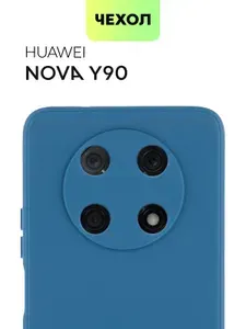 Чехол для Huawei Nova Y90 (Хуавей Нова У90, Ю90), тонкая накладка BROSCORP из качественного силикона с матовым покрытием и защитой камер, темно-синяя