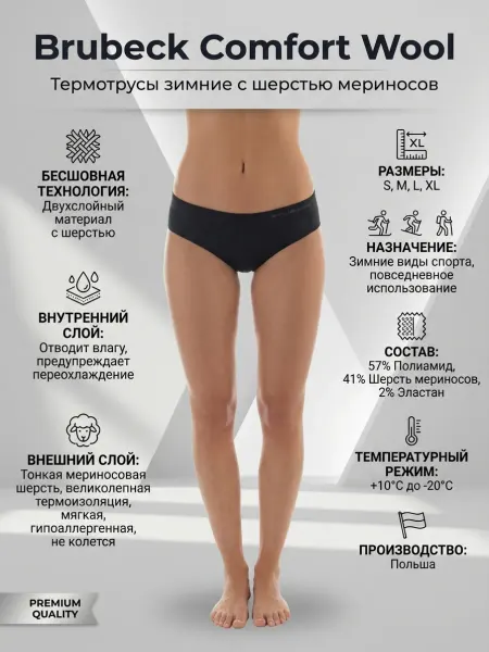 Brubeck Термотрусы зимние Comfort Wool хипстеры спортивные с шерстью