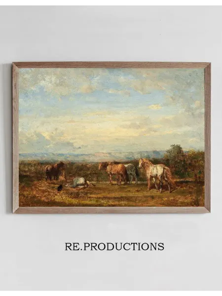 Re.productions Постер Les Chevaux Camarguais - Félix Ziem
