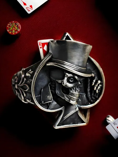 LAWE GOTHIC Безразмерное регулируемое ретро кольцо покер Card Player