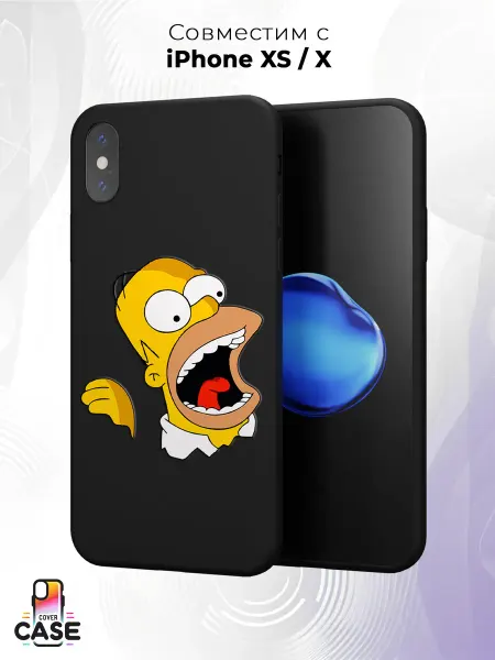 Cover Case Чехол на iPhone X и XS с принтом Симпсоны