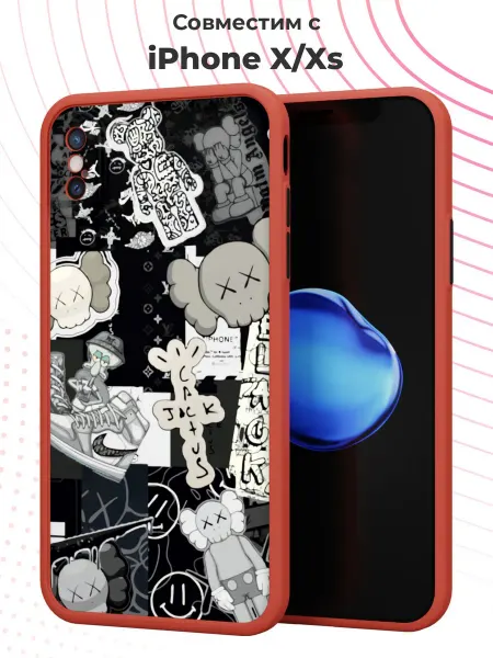 YG case Чехол-бампер на iPhone X XS с принтом Kaws
